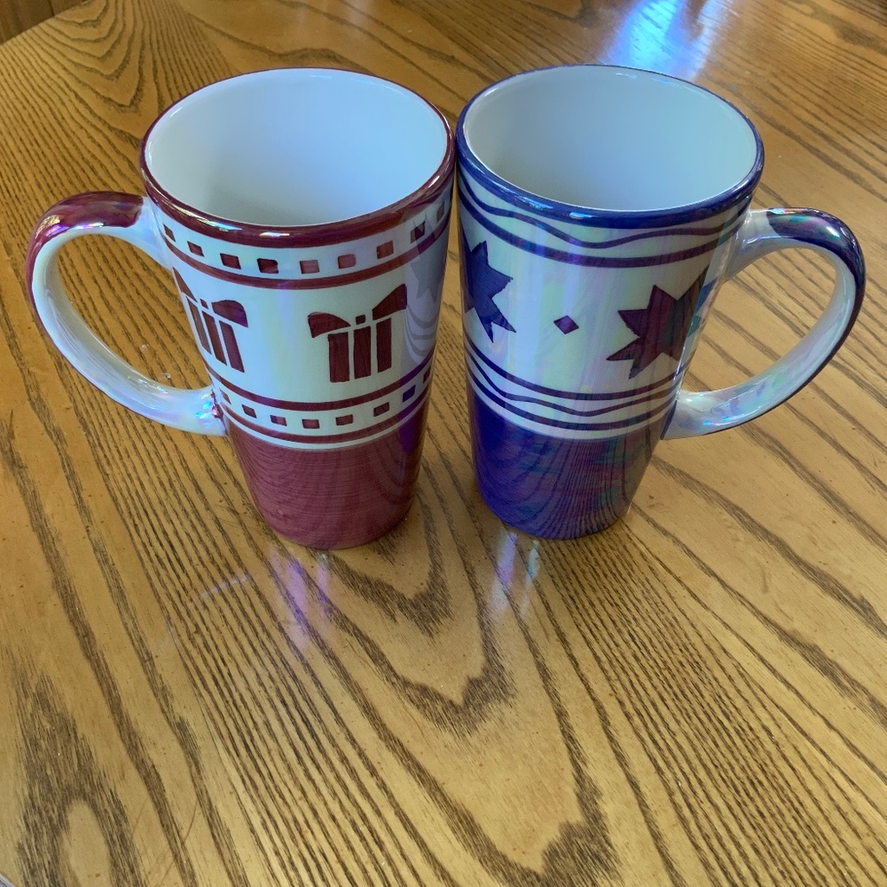 Two Tall Ceramic Seasonal Mugs
